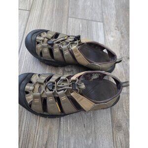Keen Newport Sandals Mens 10 Khaki Green Brown Leather Hiking Waterproof